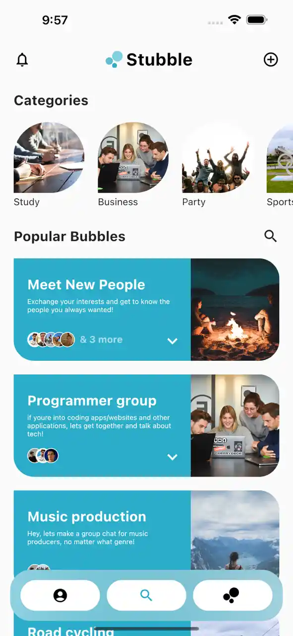 Stubble Social-Media-App, App-Screenshot